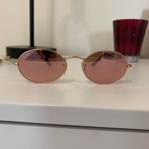 Ray Ban Oval Sunglasses Rose Gold